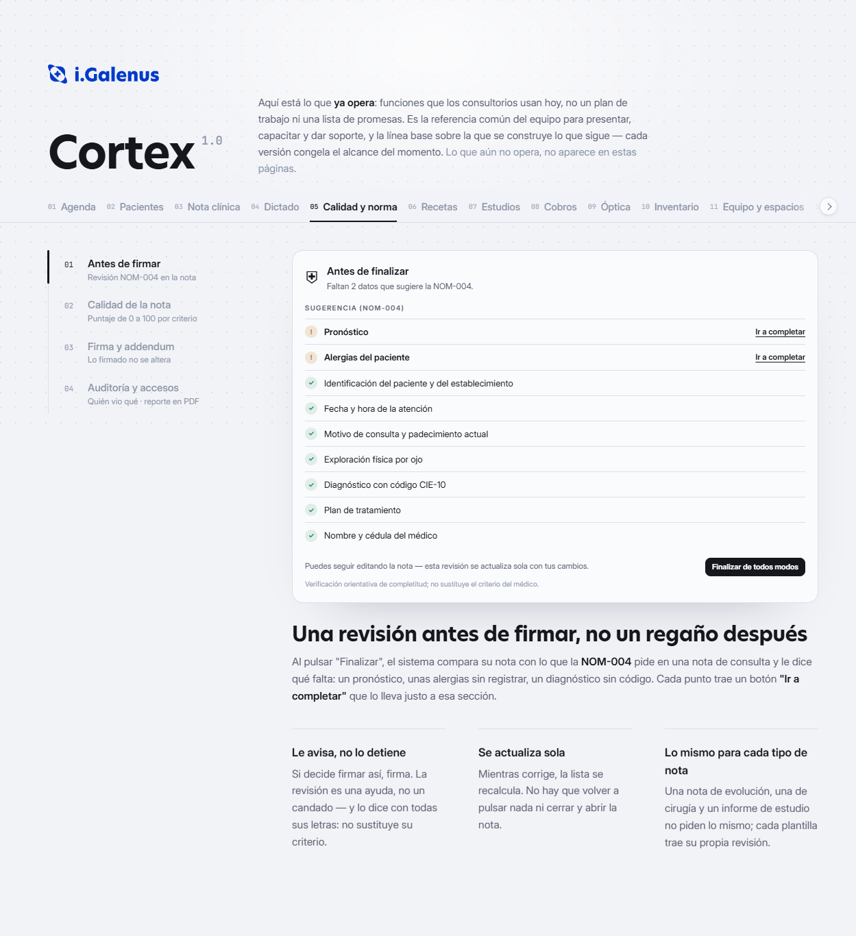 Checklist de cumplimiento NOM-004 antes de firmar la nota en Cortex